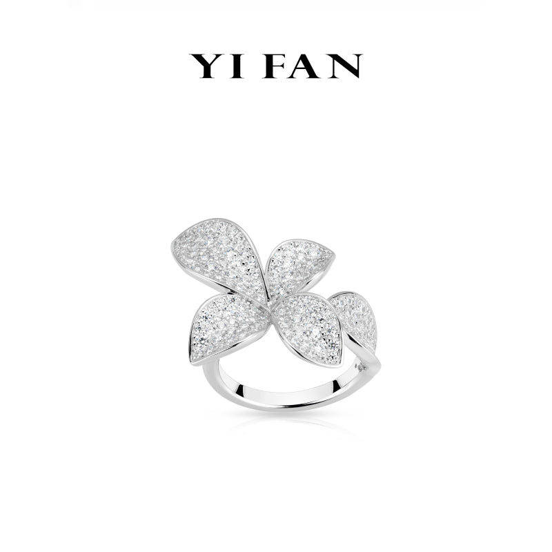 Summertime collection: Luxury"Verdant Enchantment Flower-de-luce"exquisite Rings #10506