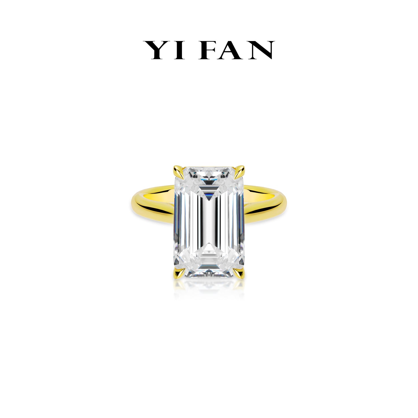 Eternal sparkle Collection: Luxury"Stellar Emerald-Cut" exquisite golden Ring(Unisex) #10563