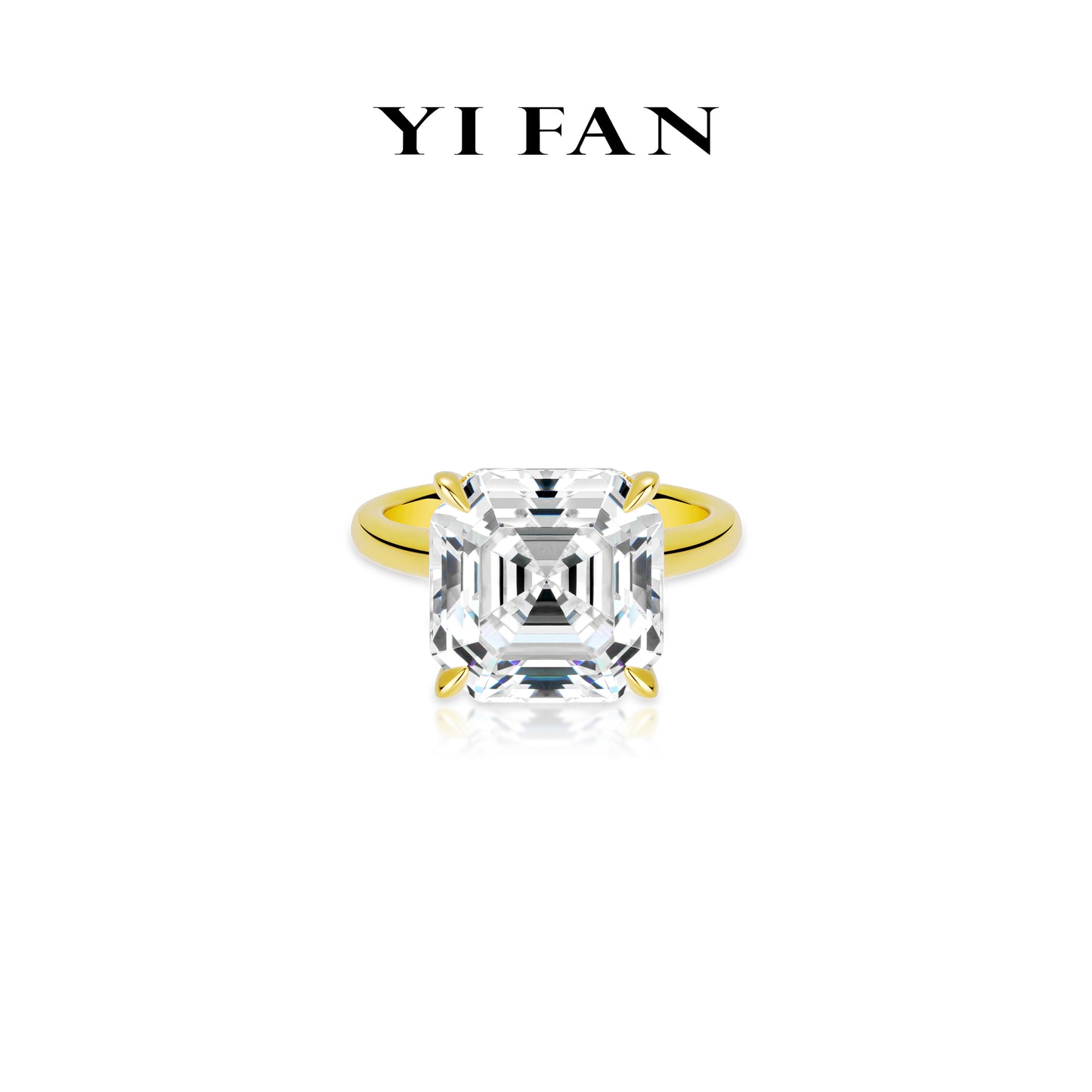Eternal sparkle Collection: Luxury"Stellar Asscher-Cut" exquisite golden Ring(Unisex) #10564