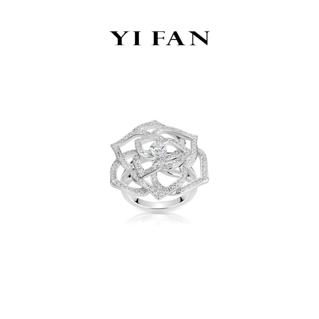Ethereal Blossom Collection: Modern"Luminary Hollowed Rose" exquisite Ring #10630