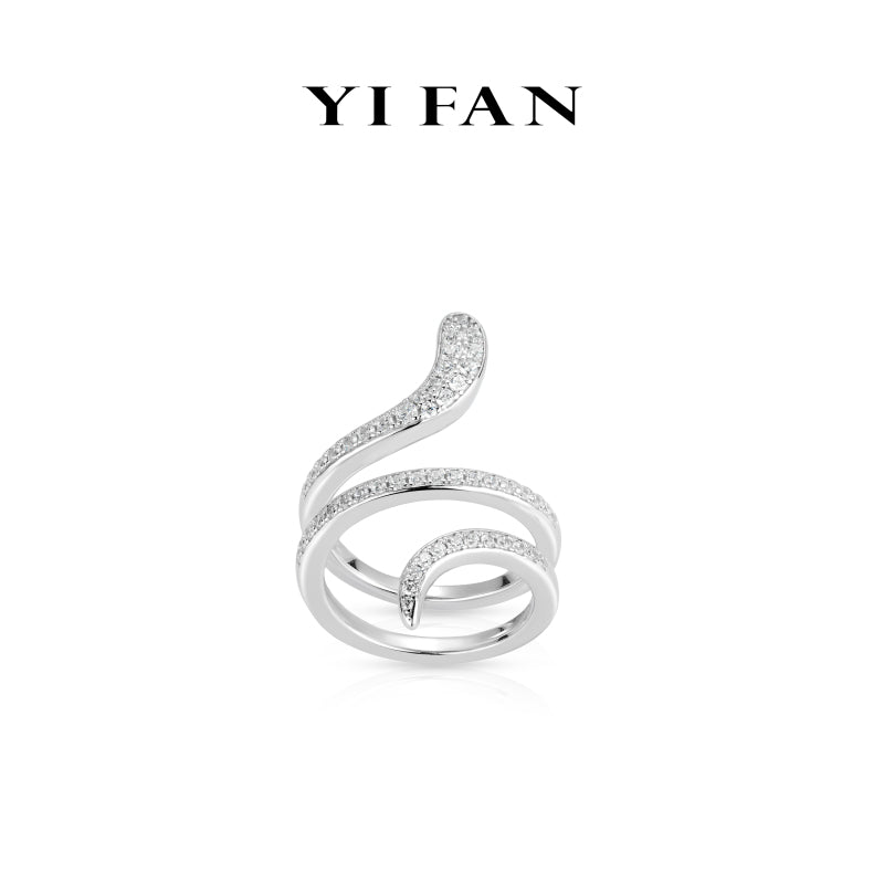 Ethereal sparkle Collection: Modern "Snake Symphony" exquisite half-eternity Ring #10636