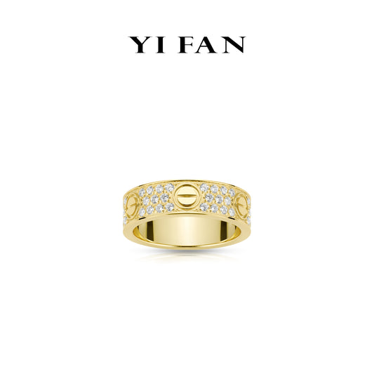 Goledn Collection: Modern "Bright Starry Sky Love" CNC Narrow version Rings #10783