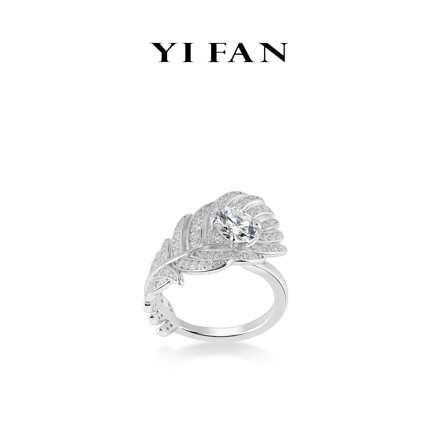 Summer Vibes collection: Modern "White Feather" Open Ring #1428