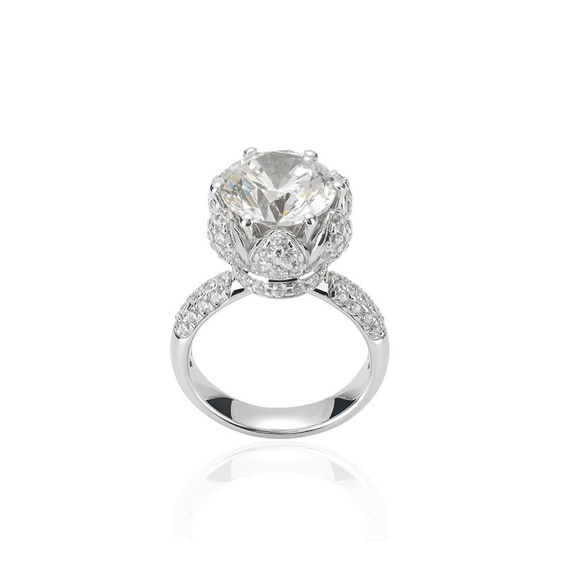Lab Created Gemstones White Flower Rings 925 sterling silver
