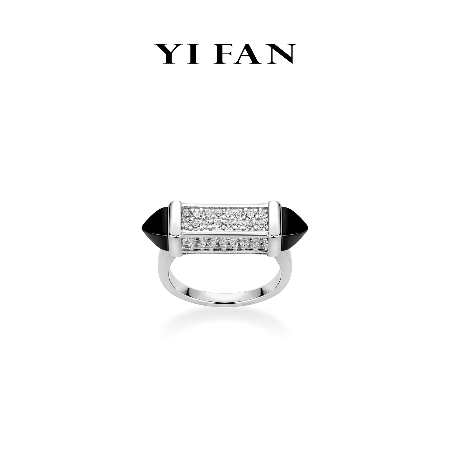 Minimalist collection: Black agate "Candy Bar" Modern Ring (Unisex) #1532 #03007