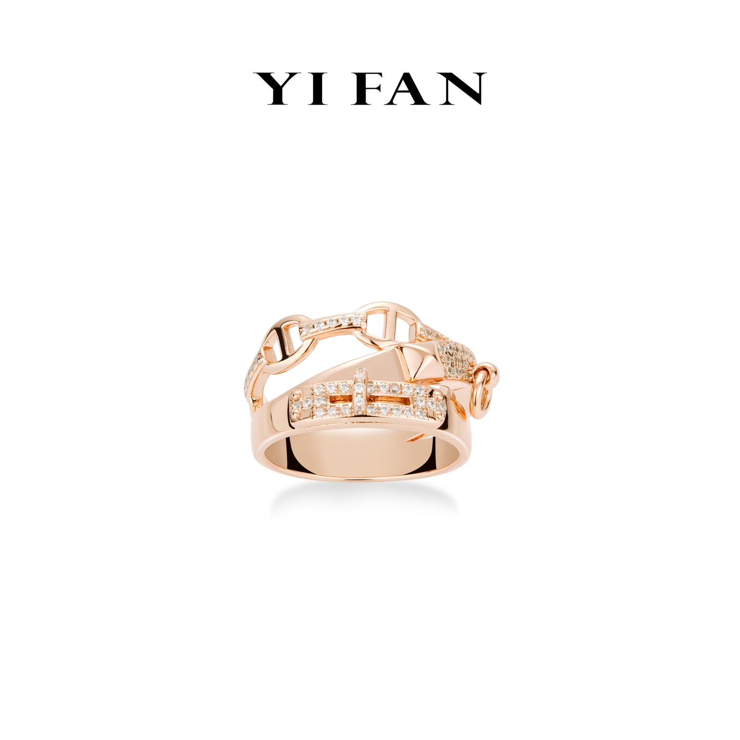 Rose-gold Fever collection: Modern "Loop by Loop Multi-Layered" wide band Ring #1562