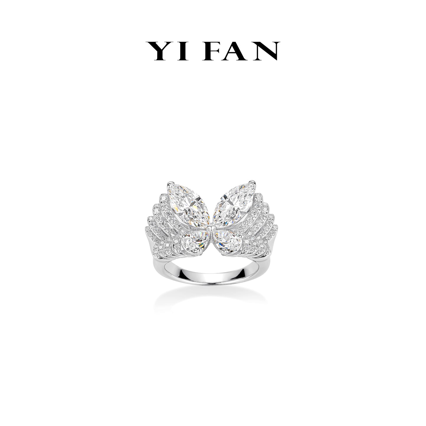 Wedding collection: White butterfly hollow ring