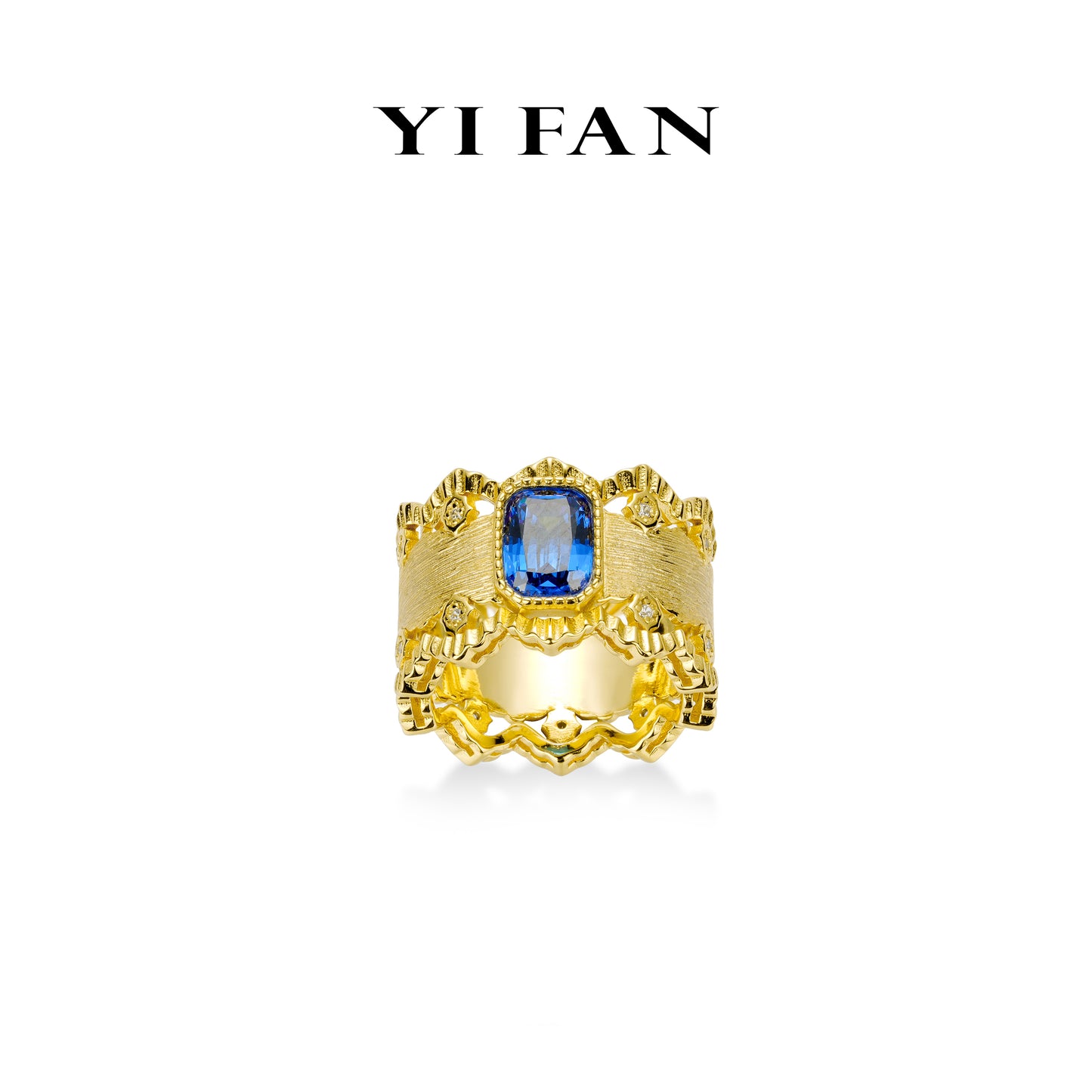 Golden time collection: Luxury vintage court style "Sapphire ” Ring #1680