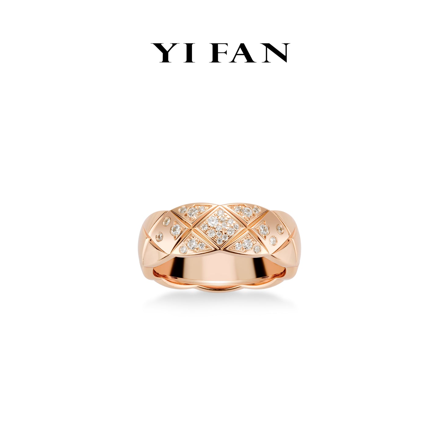 Rose-gold Fever collection: Modern"Starry Sky" Cross Ring #1778