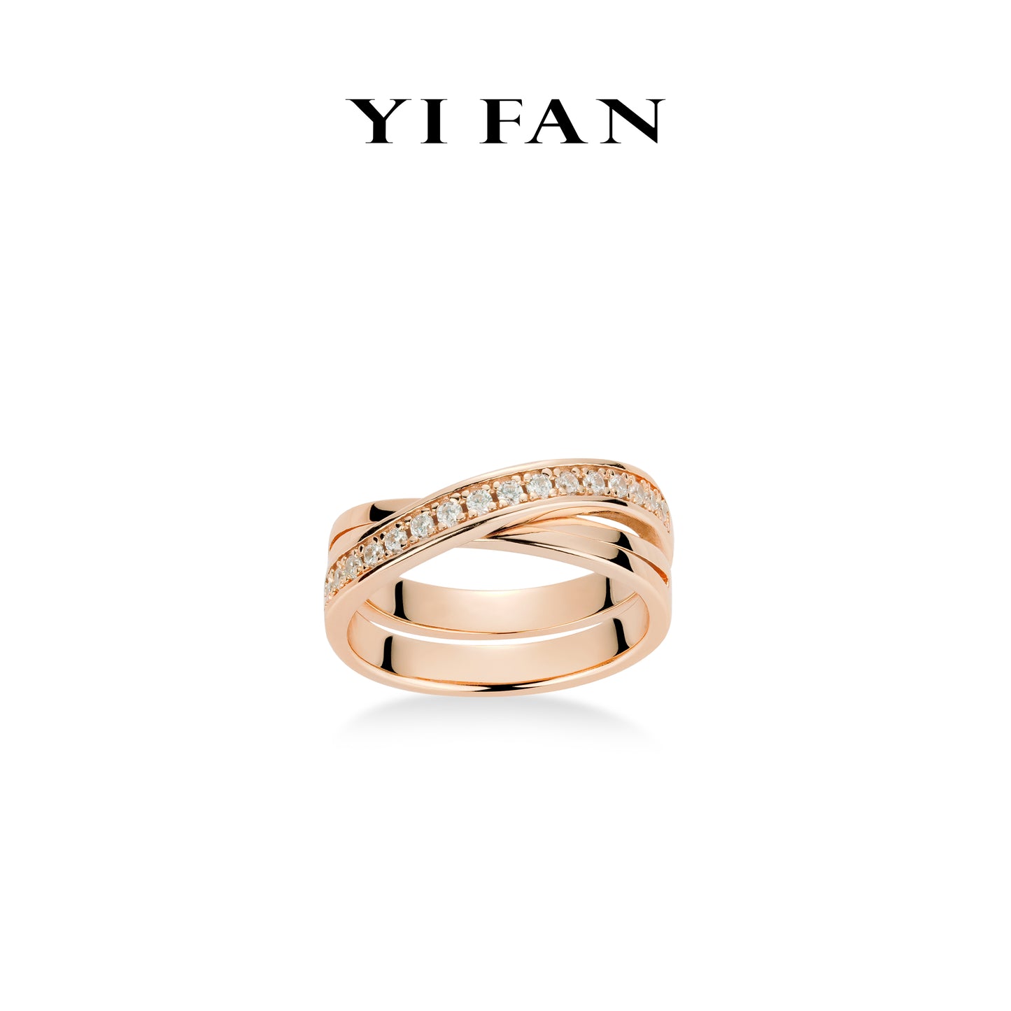 Rose-gold Fever collection: Modern"starry Sky X" Cross Ring #1814