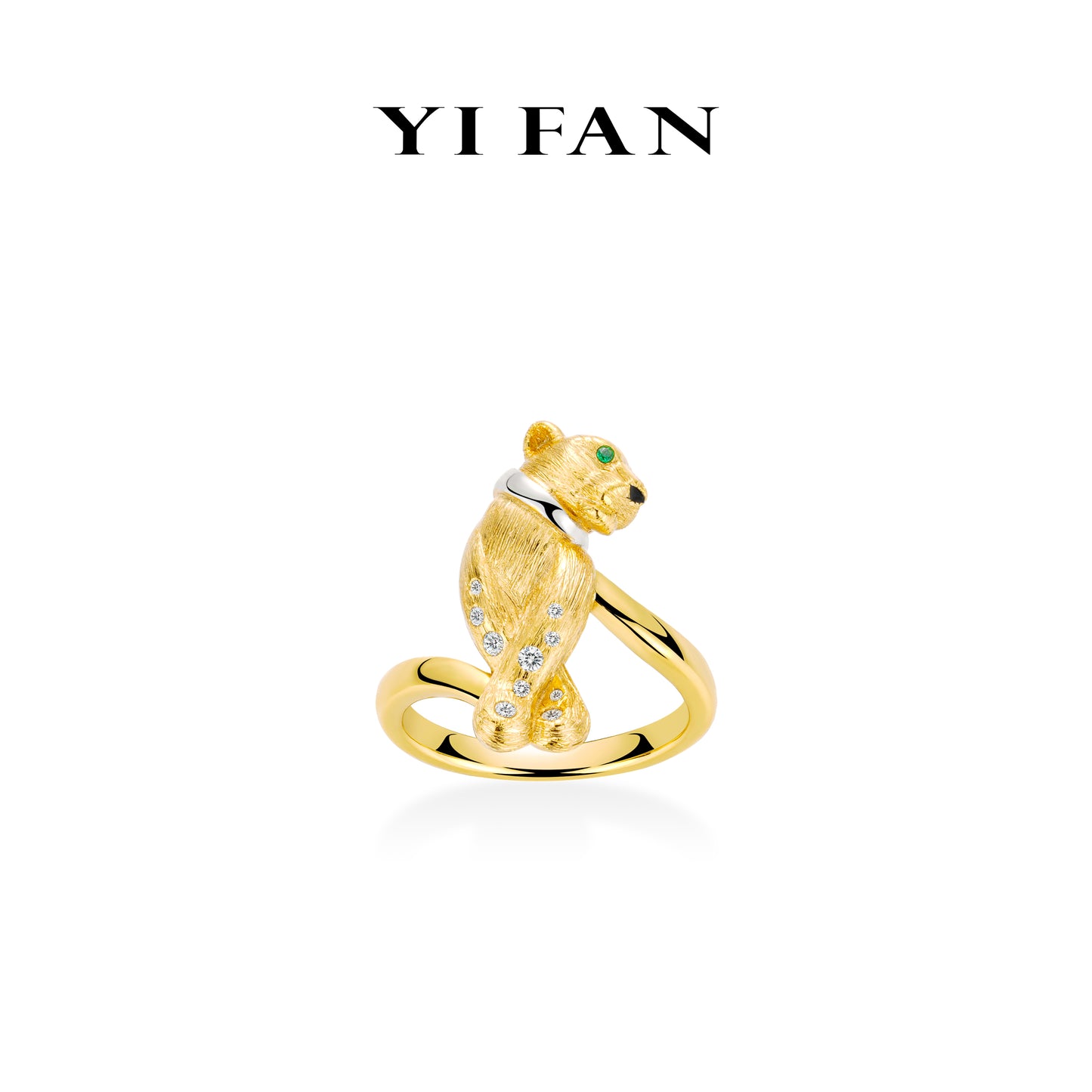 Animal collection: Golden "shimmering jaguar" detailed Ring #1830 #01016