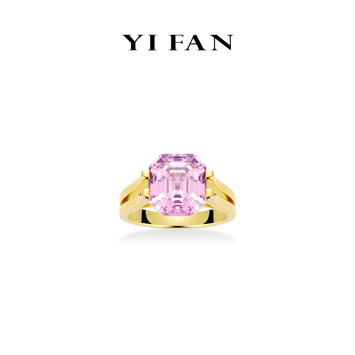 Mysterious Purple color collection: Luxury “Asscher-cut Rock” unique Golden-arm Ring (Unisex) #1831