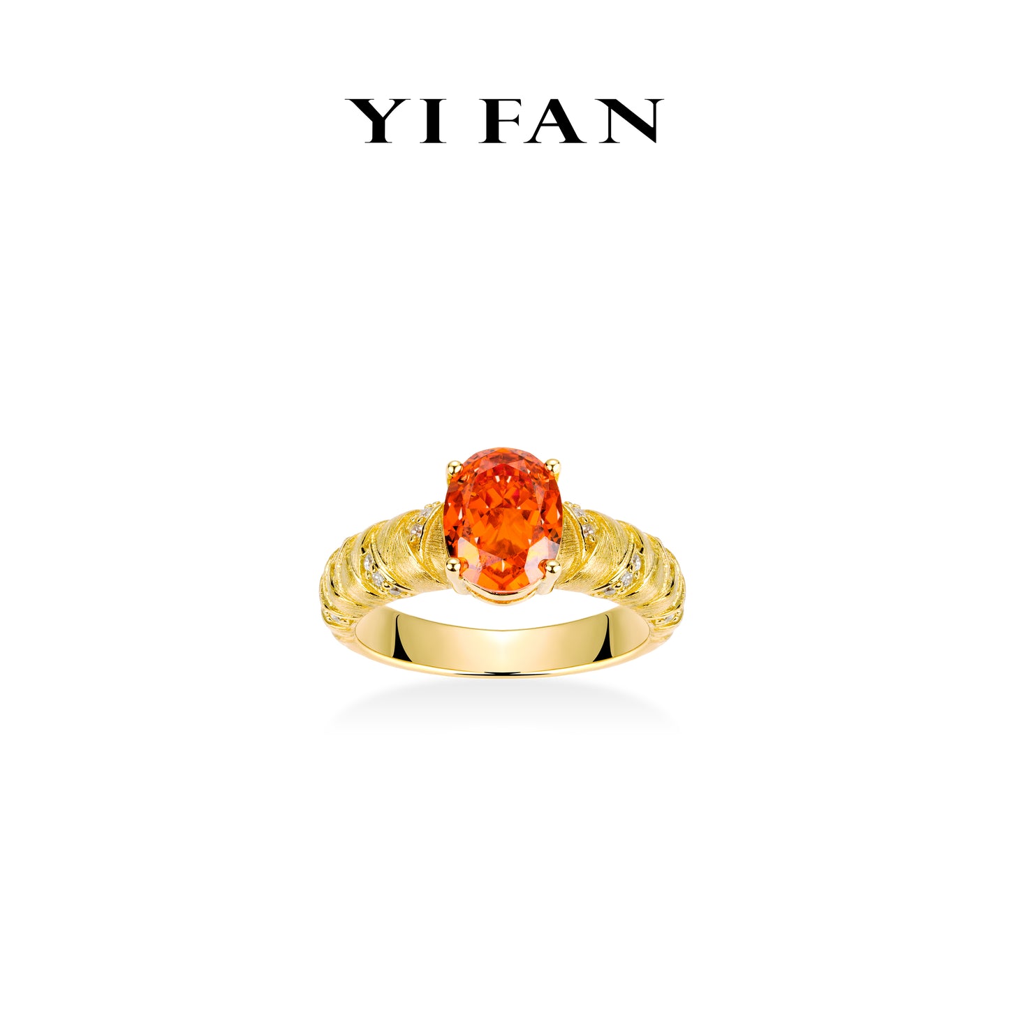 Padparadscha color collection: Modern Italian drawing process "Golden Sunset Weaving braided hair" Golden-arm Ring #1852