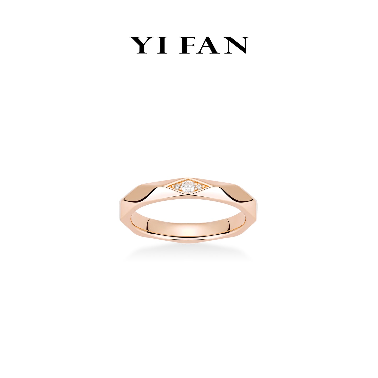 Rose-gold Fever collection: Modern "Rhombus Vein" CNC Ring Band #1940 #05003