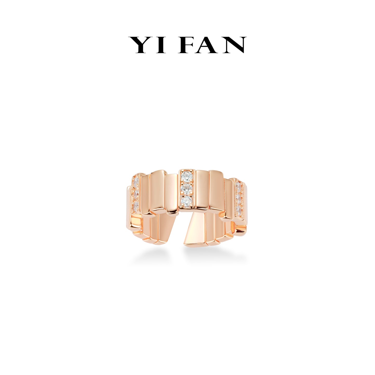Rose-gold Fever collection: Modern "Irregular Matrix" unique Wide Open Ring (Unisex) #1943 #05013