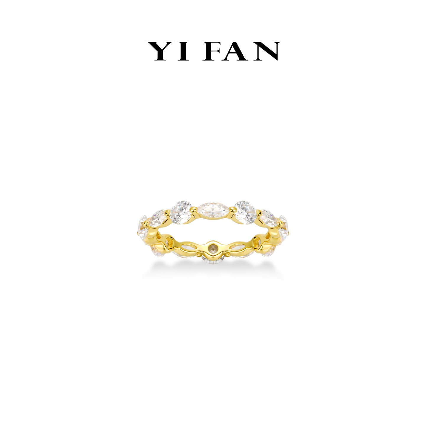 Wedding collection: Modern "Golden Brilliant Marquise" unique eternity Ring #1960