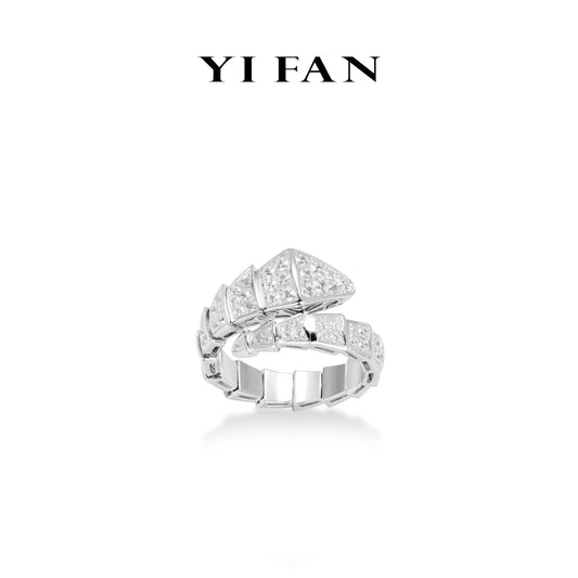 High Jewelry collection: Luxury “Dazzling Serpent” detailed Wide band Ring #1969 #03004