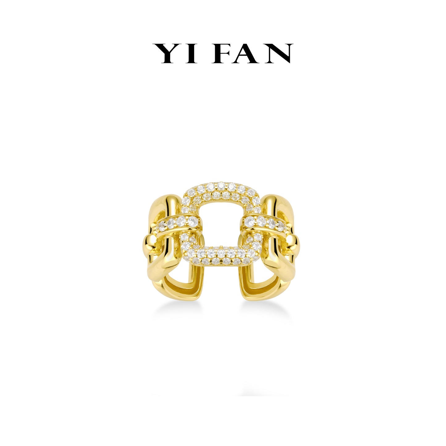 Golden time collection: Modern "Hollowed Loop by Loop" Wide Open Ring (Unisex) #1986 #01003 #01008