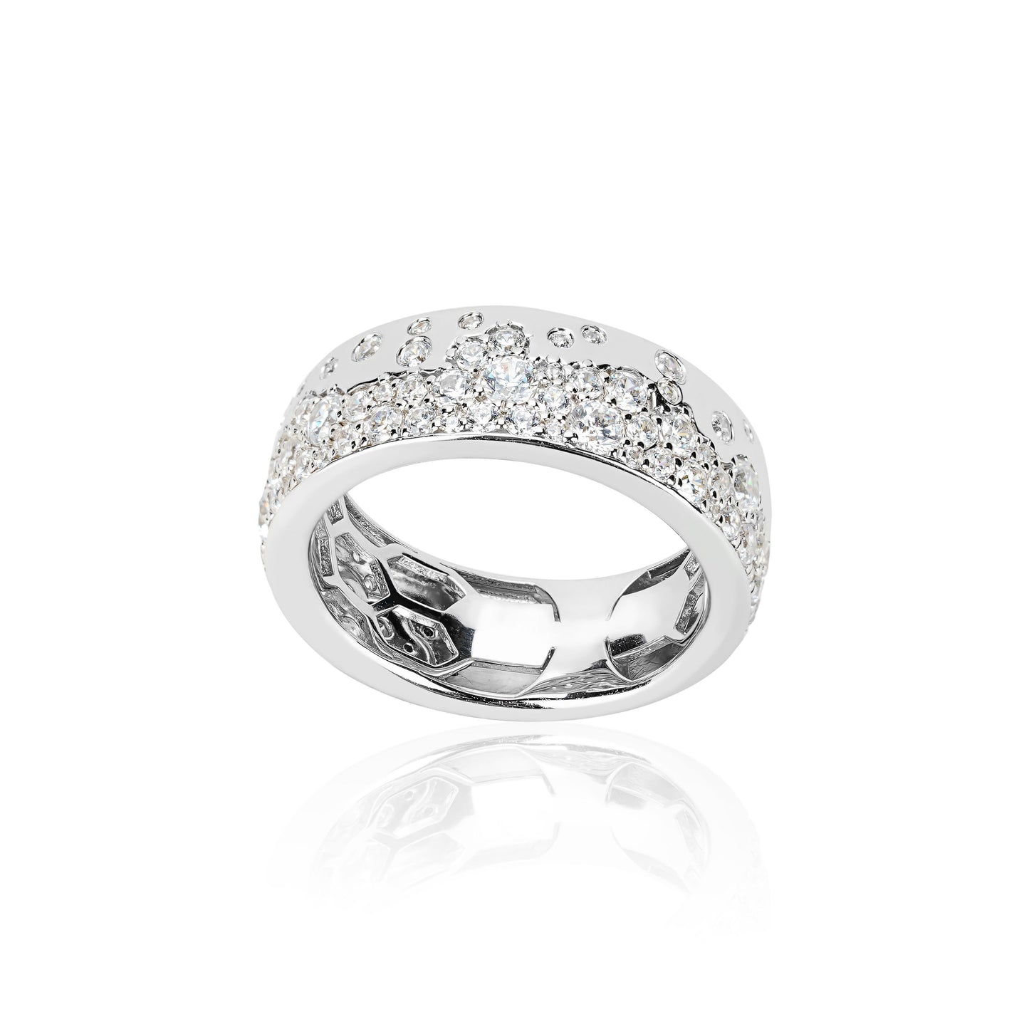 Lab Created Gemstones White “Dotted with stars” Rings 925 sterling silver #1355