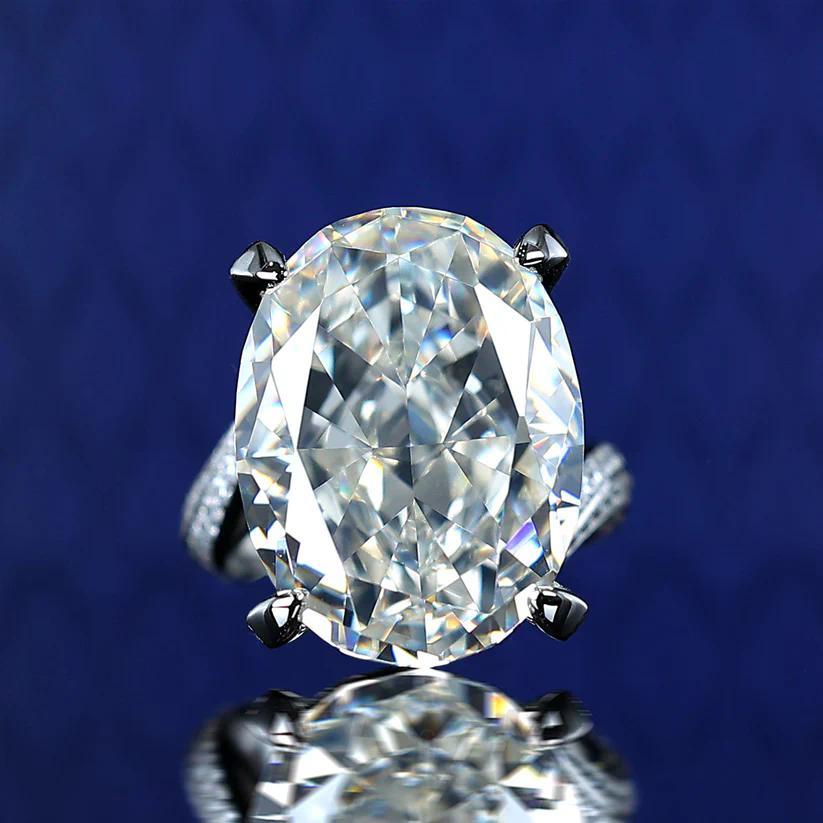 Lab Created Gemstones White Big Oval-cut Ring #1181