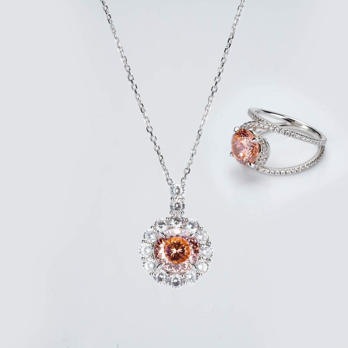 Christmas collection:Lab Created Gemstones Fanta Sets(Necklace+Rings) 925 sterling silver