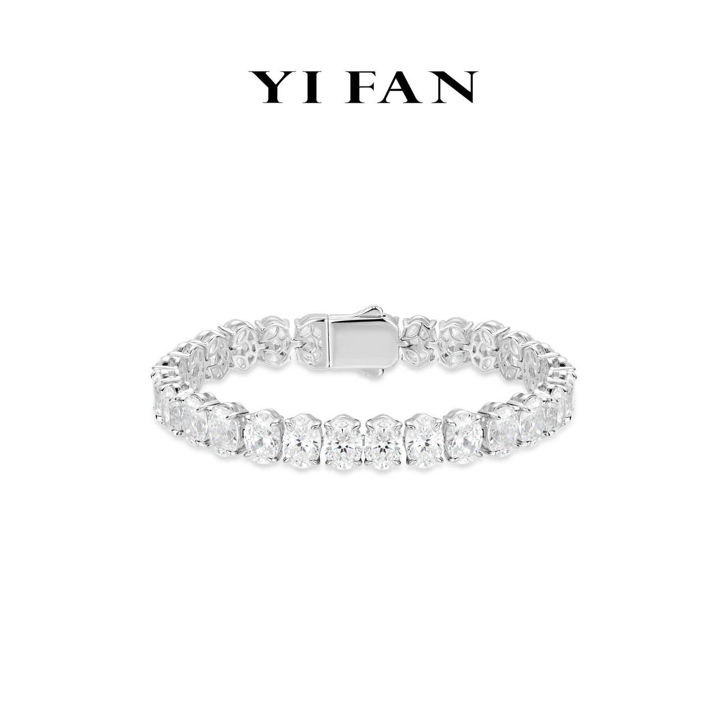 Lab Created Gemstones White Oval-cut tennis Bracelets #3431
