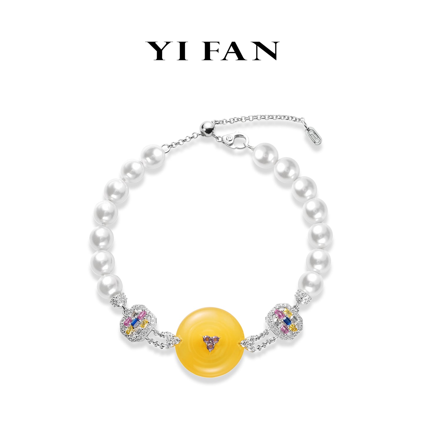 Spring collection:Natural Yellow jadeite Shell Pearl Bracelets