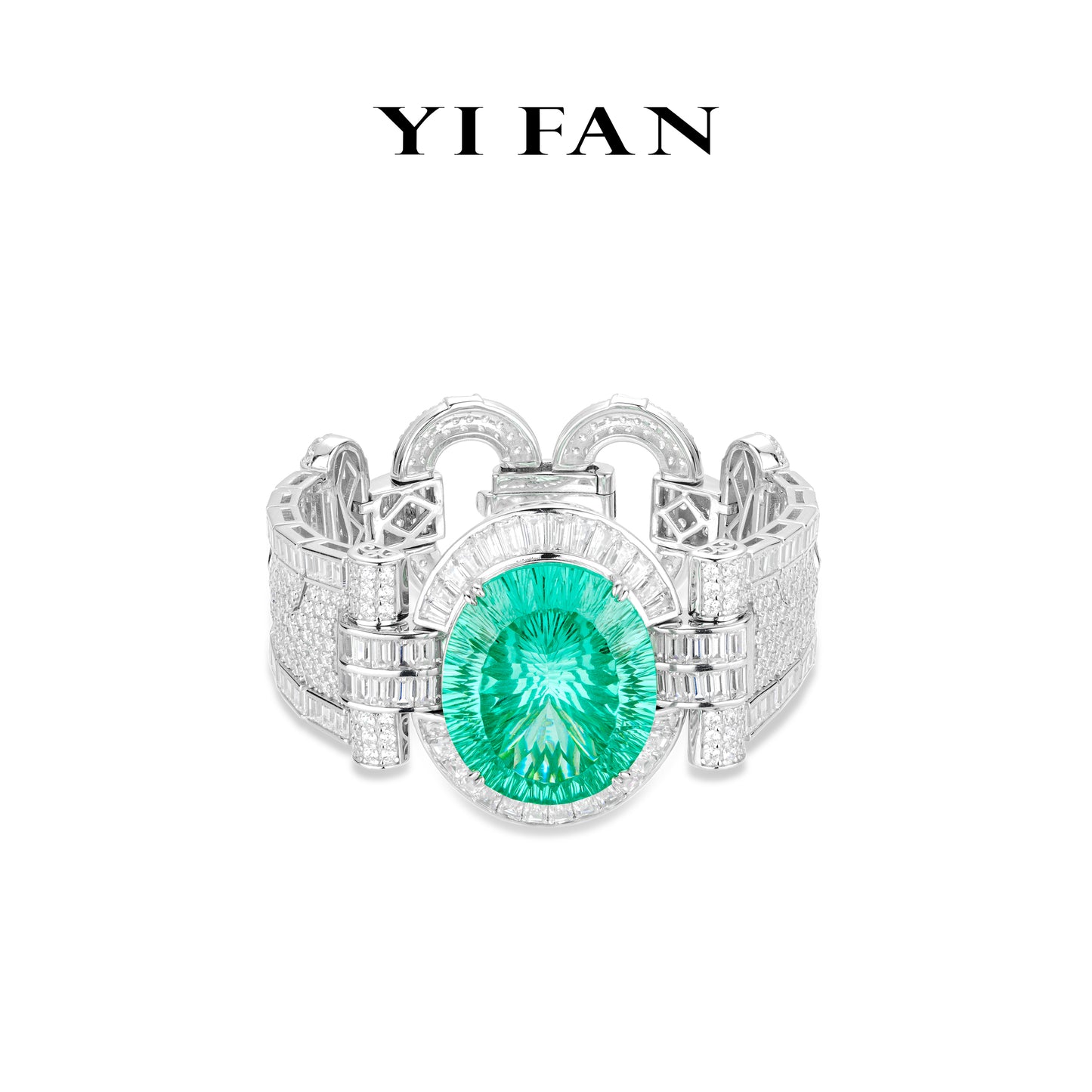 High Jewelry Paraiba Colorcollection: Luxury "Mint-Blue The Hope ofthe Ocean" unique cutting Bracelet #4418