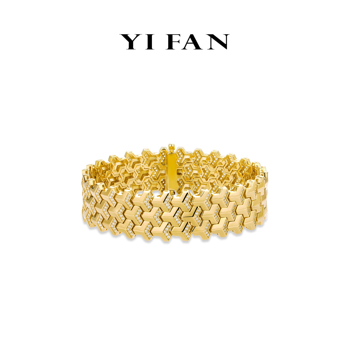 High Jewelry collection: Modern "Golden fishbone design" Cross Mosaic Bracelets #4421