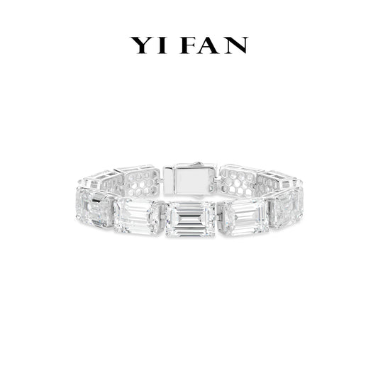 High Jewelry collection: Luxury "Emerald-cut Rock in Starry Galaxy" tennis Bracelets #4760