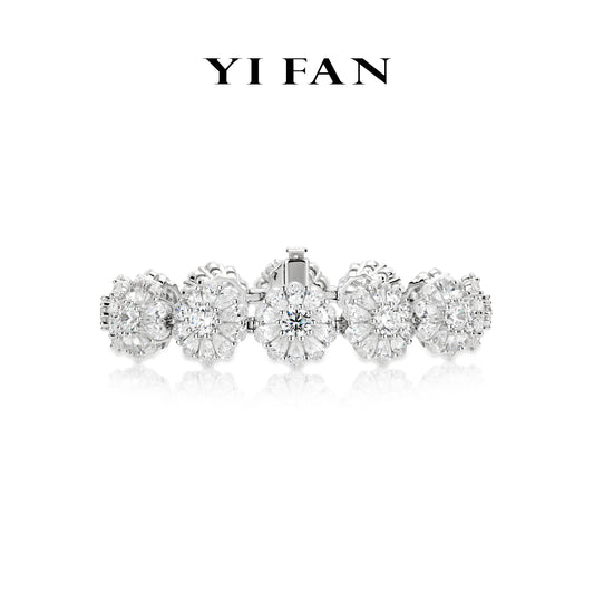 High Jewelry Collection: Luxury "Diamond Sunflower" detailed Banguet Gala Bracelets #4779