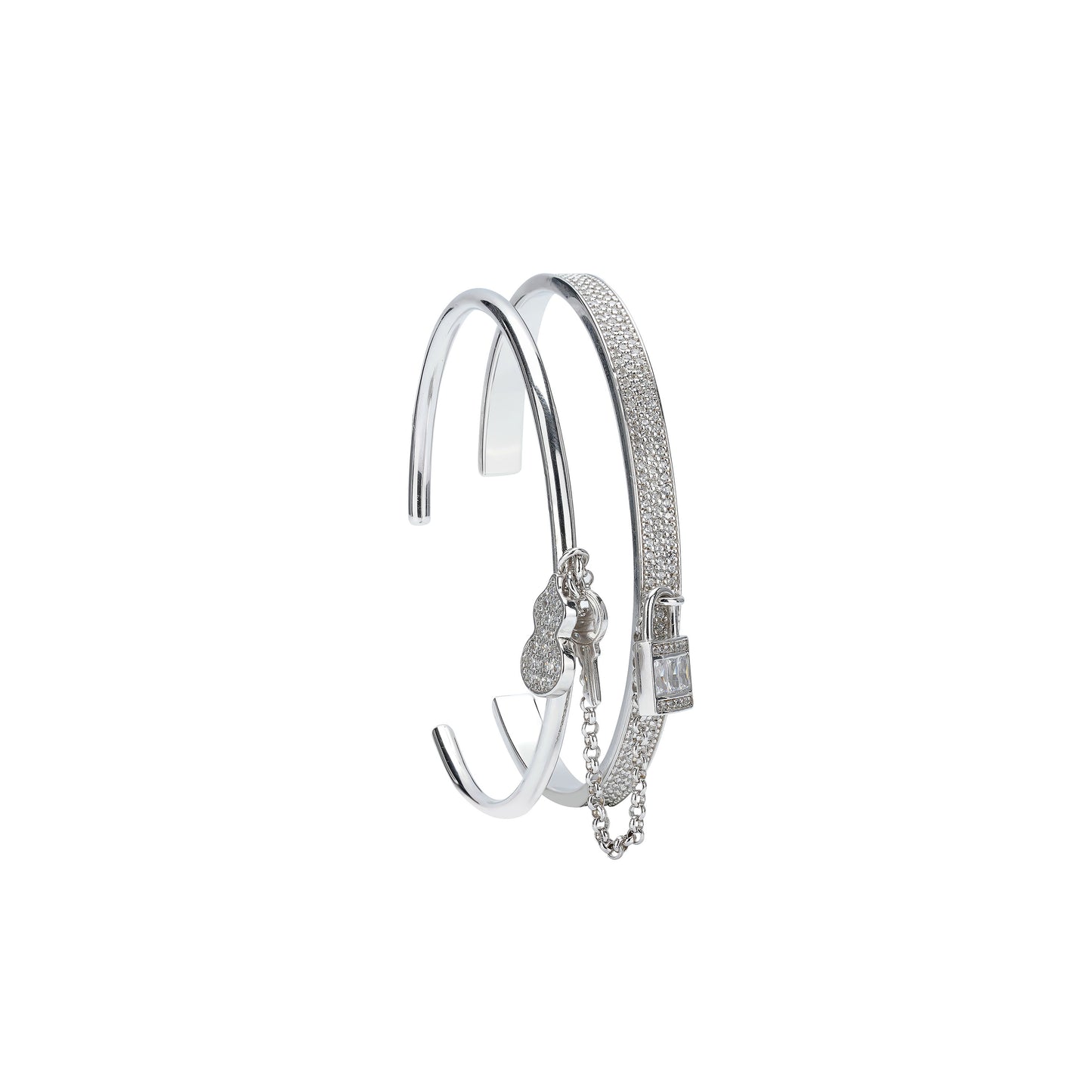 Lab Created Gemstones White Double-Layered Bracelets 925 sterling silver