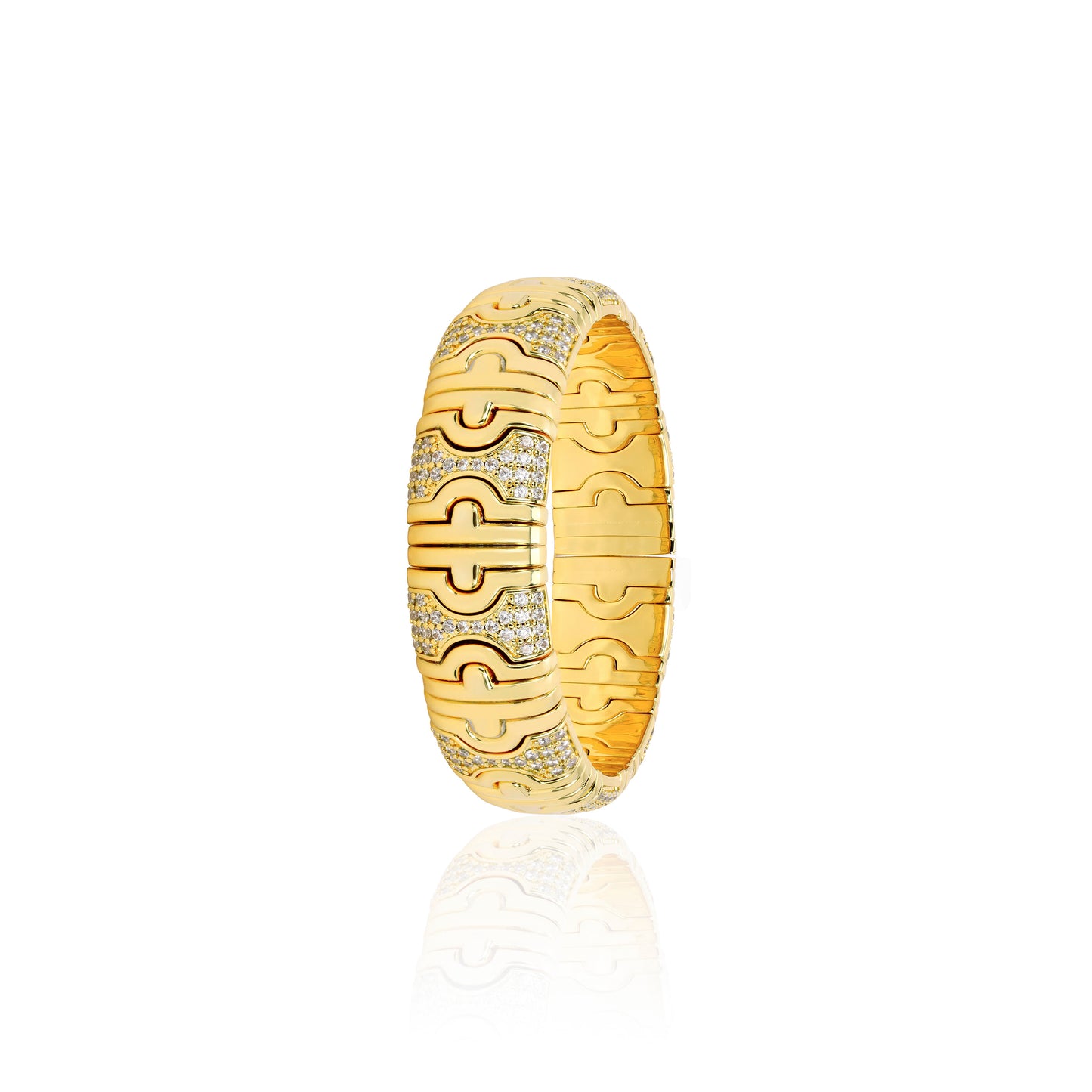 Luxury Minimalist Designer piece: Versatile Gold Elastic wide band Bangle