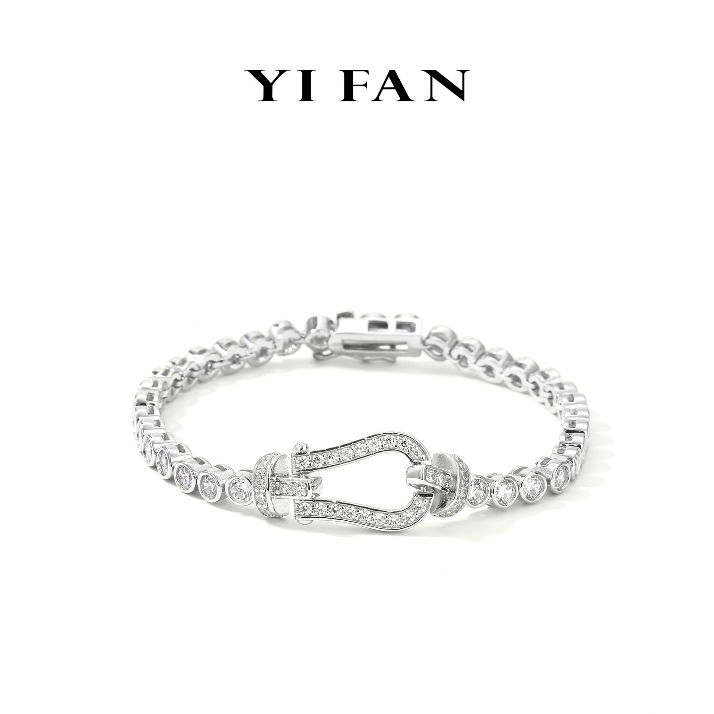 Lab Created Gemstones "vachette clasp" White Bracelets #4077 #03077
