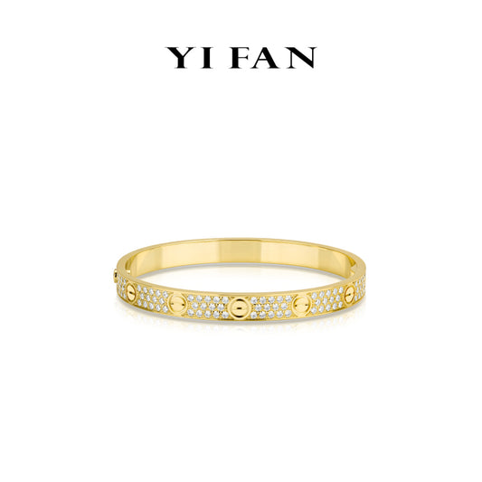 Goledn Collection: Modern "Bright Starry Sky Love" CNC Narrow version Bracelet/Bangle #40081