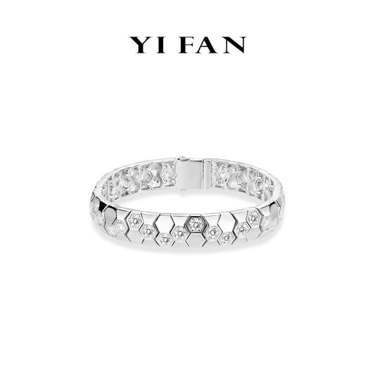 High Jewelry Collection: “Honeycomb” Wide Tennis Bracelet #4295 #03092
