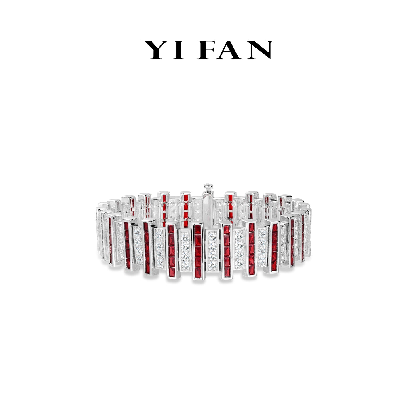 Limited edition:Unique cut "Red & White" invisible edge Tennis Bracelet