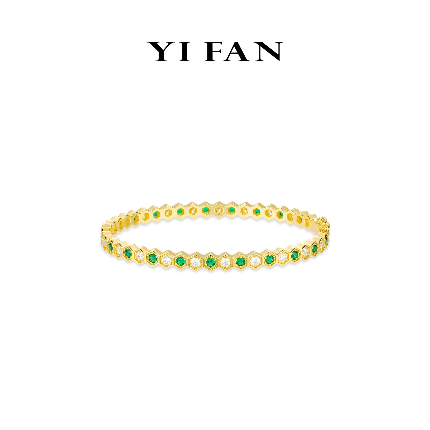Minimalist collection: Golden "Green Honeycomb" CNC delicate Bracelet/Bangle #4539