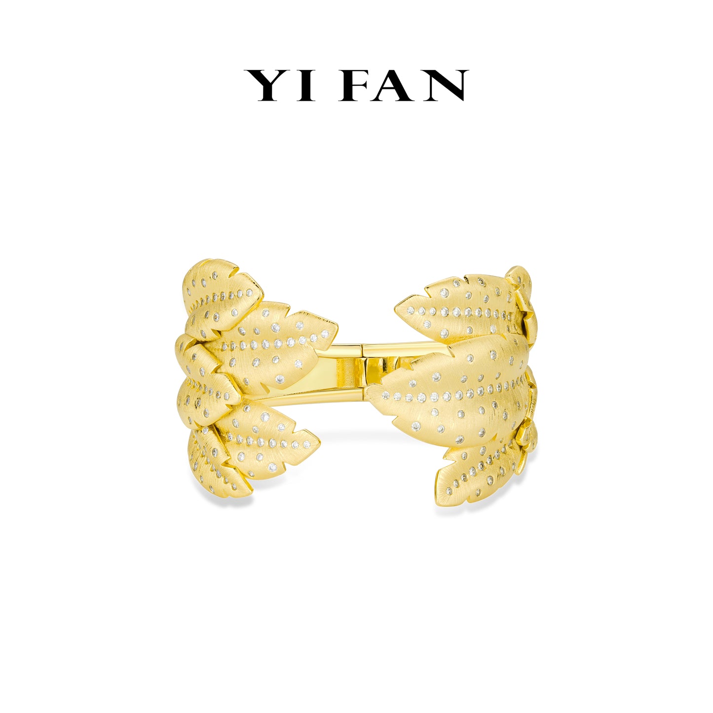 Limited High Jewelry collection: Luxury Brushed "Dazzling Angel's Golden Feather" unique open Bangle/Bracelet #4587