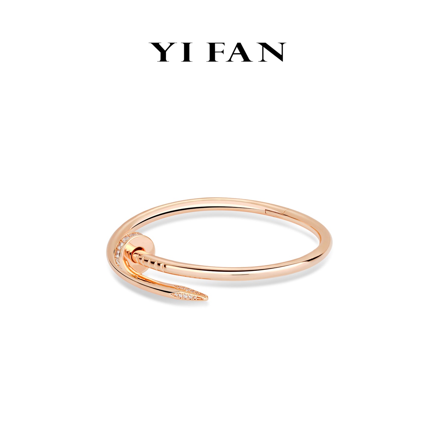 Rose-gold Fever collection: Modern "Nail design" detailed Eternity Bracelets #4601 #05015