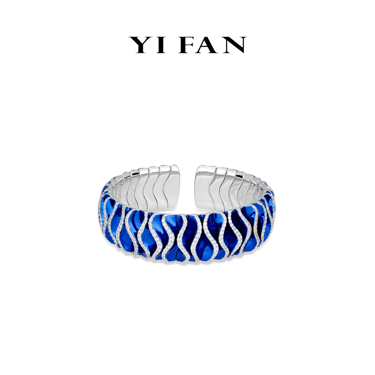 High-Jewelry Auction class collection: Modern “The Deep Blue Wave” Luxury Bracelets #4758