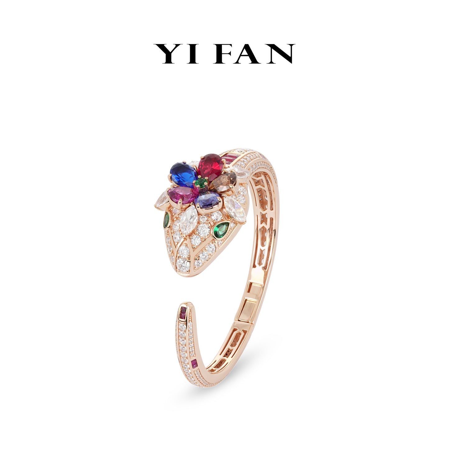 Golden Series:Lab Created Gemstones Ruby(red) Snake form Bracelets 925 sterling silver