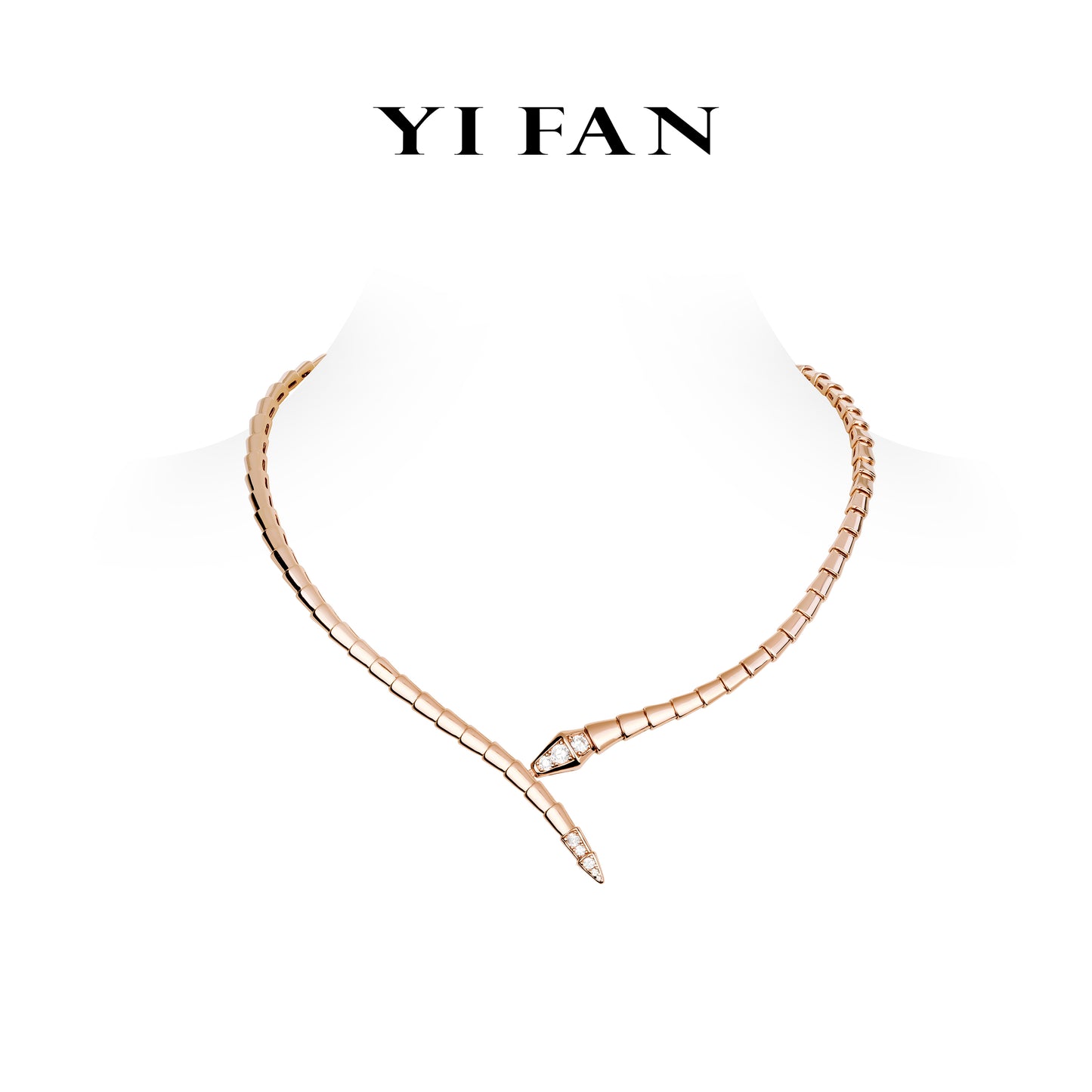Rose-gold Fever collection: Modern "Brushed Starlights" The snake choker necklace #20055