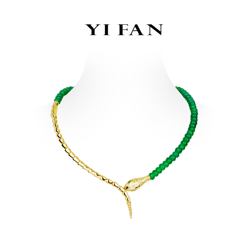 Limited Welfare exclusive for 2025 (the Year of Snake) Animal collection: Modern "Golden Green Serpent" exquisite Collar Necklace