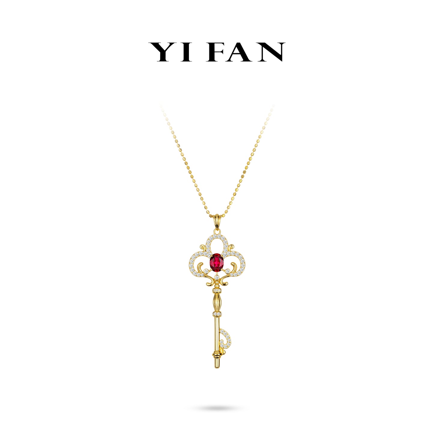Ruby color collection: "Red Pigeon-egg Hollow Key" exquisite Pendant/Necklace #20083