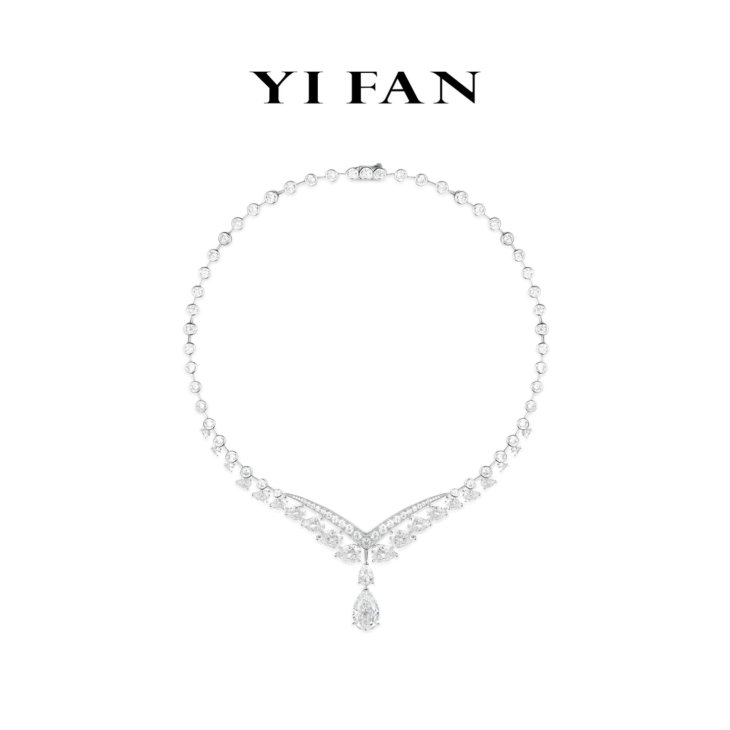 High Jewelry collection: Luxury “White Pear-cut” detailed Necklace