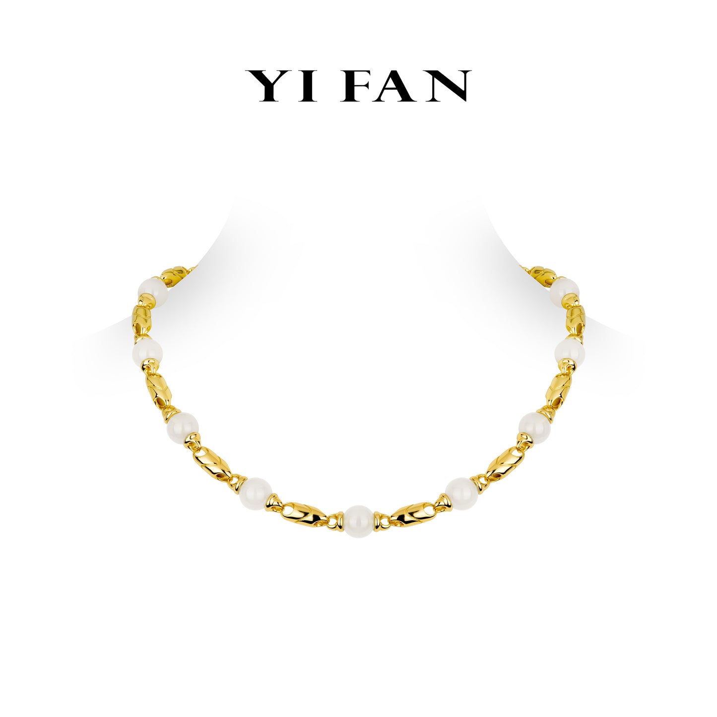 High Jewelry collection: Luxury Vintage style "Candy Cream White jade beads" unique chain Necklace #20139 #01006