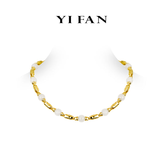 High Jewelry collection: Luxury Vintage style "Candy Cream White jade beads" unique chain Necklace #20139 #01006