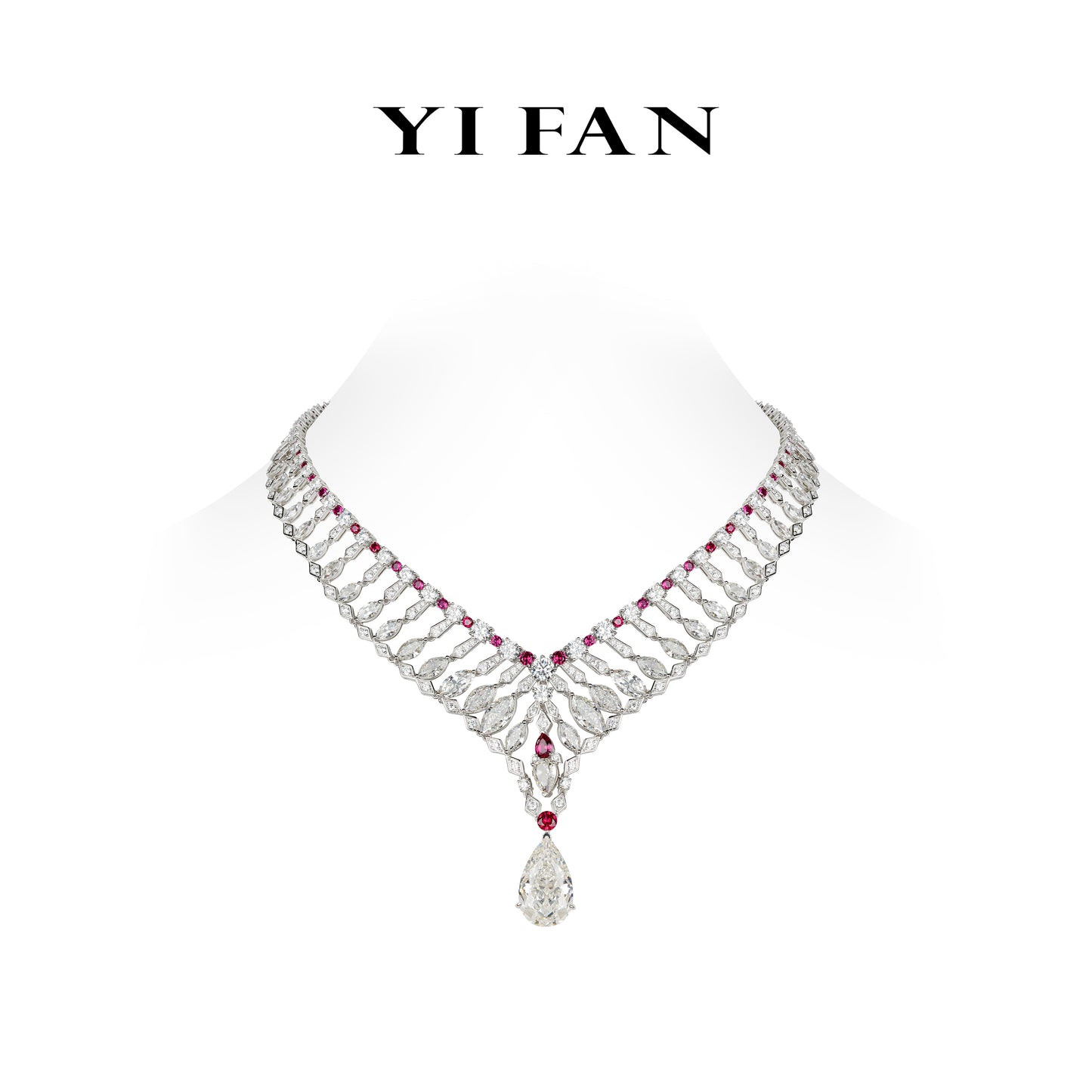 High Jewelry collection: Luxury “White Pear&Marquise-cut” detailed Necklace #20168