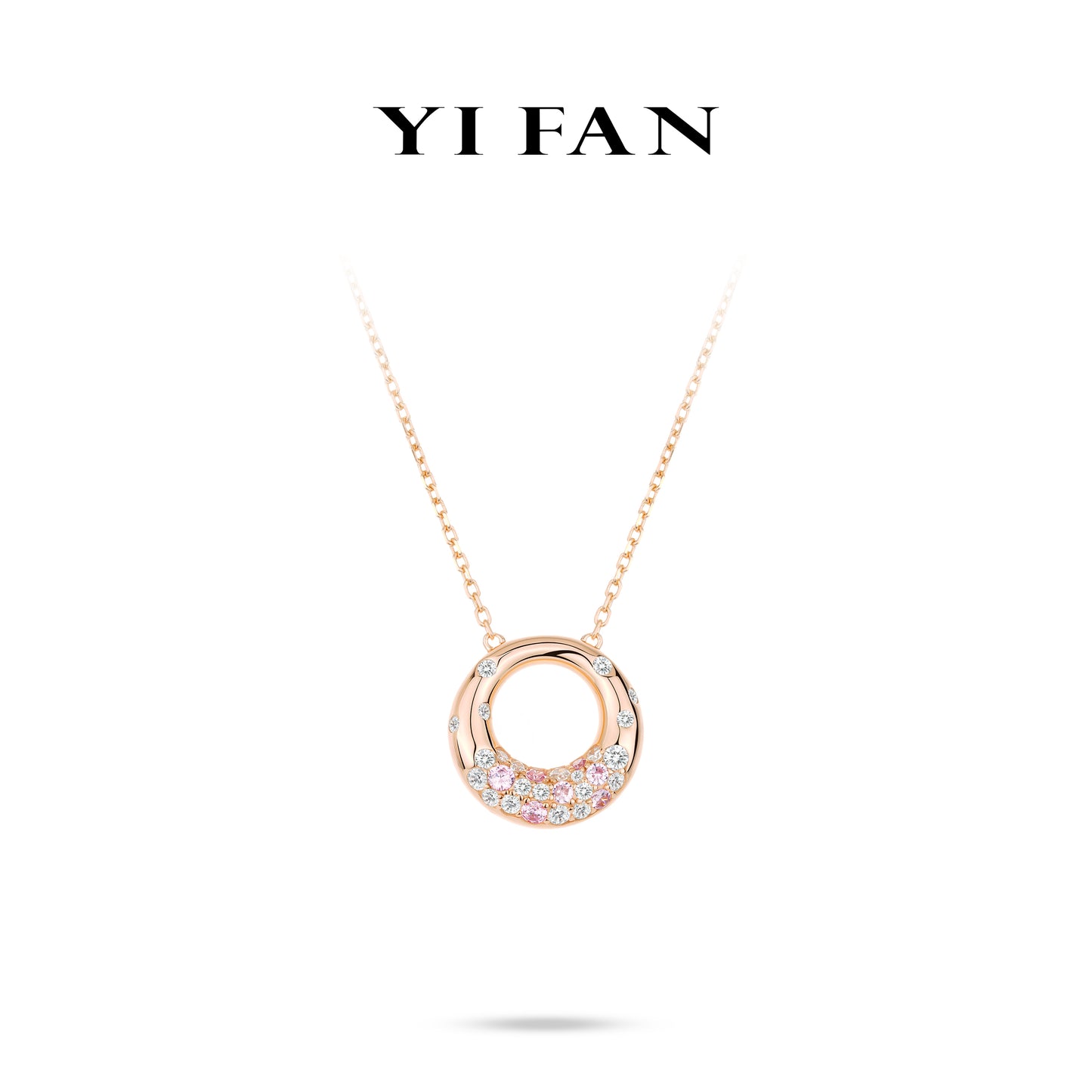 Rose-gold Fever collection:"Sakura PinkWhite Moonlight" Unique Necklace #20172